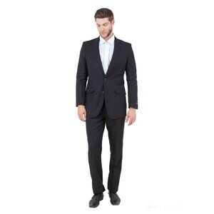 Mens 2-Piece 100% Wool Suit, Black
